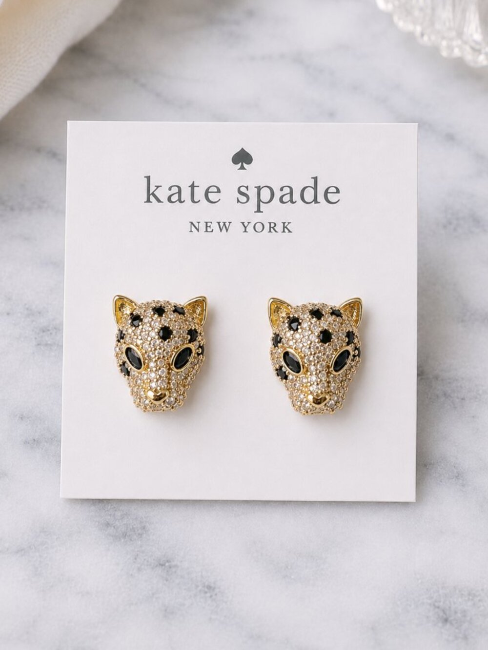 Kate Spade Leopard Crystal Stud Earrings Gold Cheetah Jewelry 🐆✨